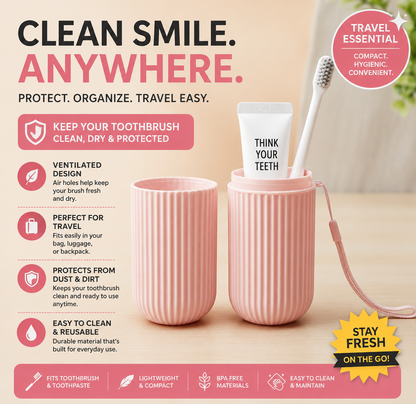 Storage Solutions Portable Toothbrush & Toothpaste Travel Case