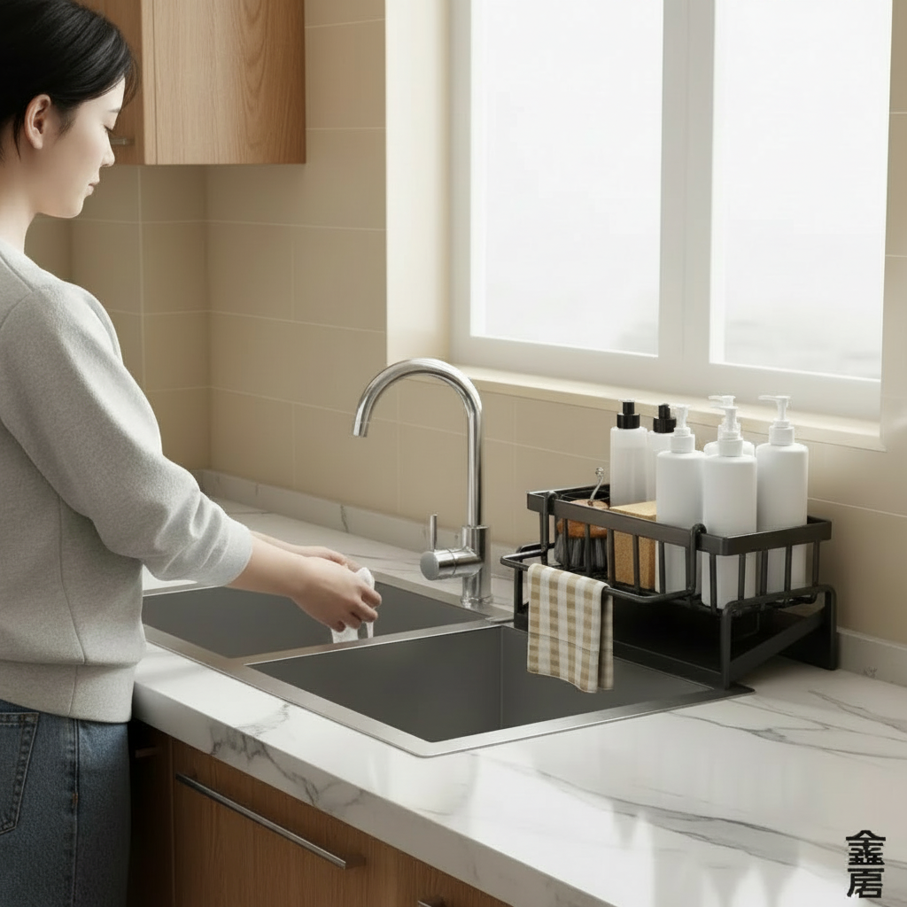 Storage Solutions Kitchen Sink Organizer with Drainage Rack